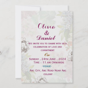Invitaciones a la boda floral en inglés