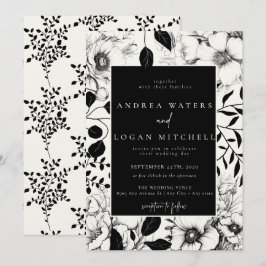Invitaciones a la boda floral negra