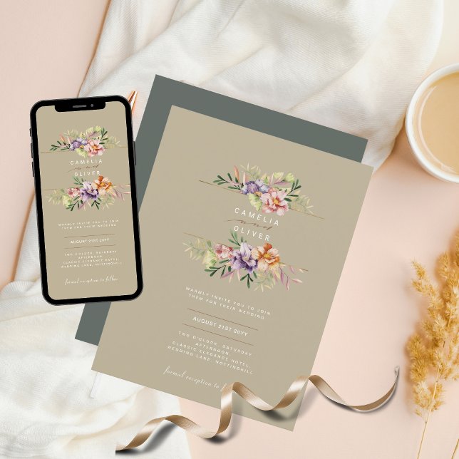 Invitaciones a la boda floral presupuestal Boho Wi (Subido por el creador)