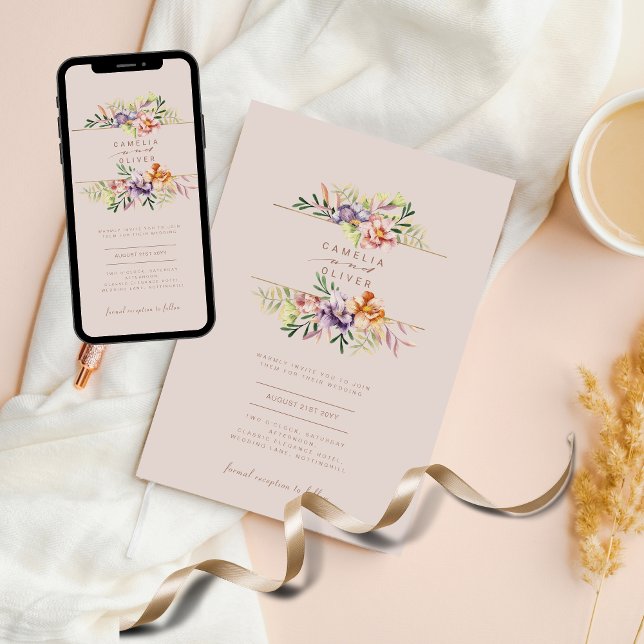 Invitaciones a la boda floral presupuestal Boho Wi (Subido por el creador)