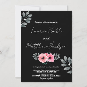 Invitaciones a la boda floral rosada