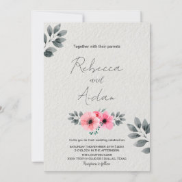 Invitaciones a la boda floral rosada