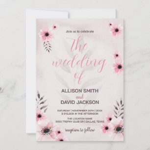 Invitaciones a la boda floral rosada