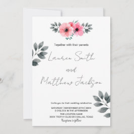 Invitaciones a la boda floral rosada