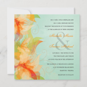 Invitaciones a la Boda Floral Tropical Aqua