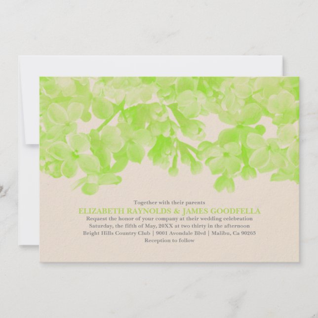 Invitaciones a la boda floral verde animada (Anverso)