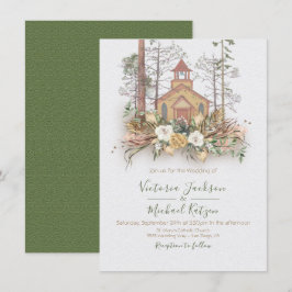 Invitaciones a la boda forestal de la iglesia Wood