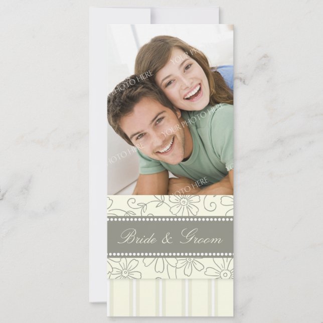 Invitaciones a la boda fotográfica Beis Stripes &  (Anverso)