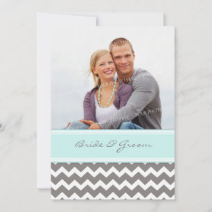 Invitaciones a la boda fotográfica Chevron azul gr