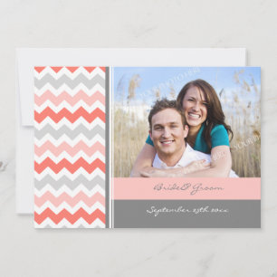 Invitaciones a la boda fotográfica Chevron de cora