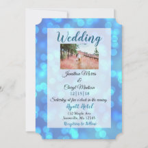 Invitaciones a la boda fotográfica de Blue Bokeh