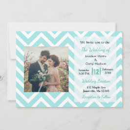 Invitaciones a la boda fotográfica de Chevron verd