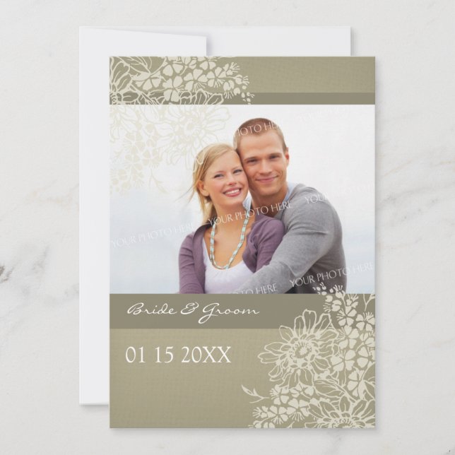 Invitaciones a la boda fotográfica Floral vintage (Anverso)