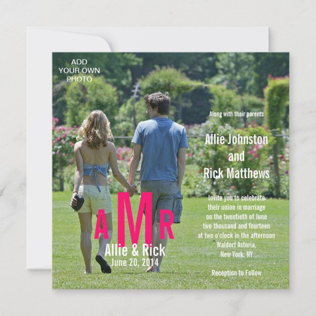Invitaciones a la boda fotográfica Tres monogramos (Anverso)