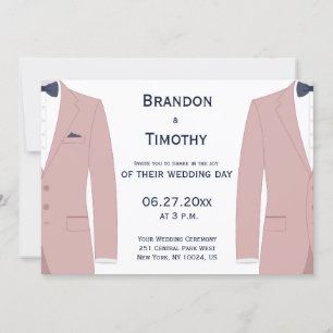 Invitaciones a la boda gay rosa y azul