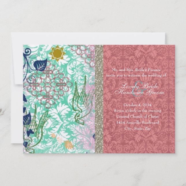 Invitaciones a la boda gitana en la Moda Boho (Anverso)