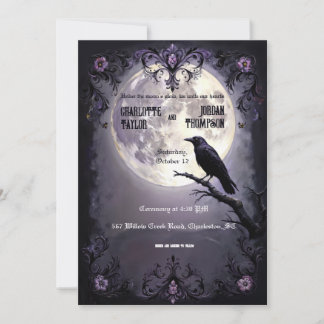 Invitaciones a la boda gótica de la luna y la aven