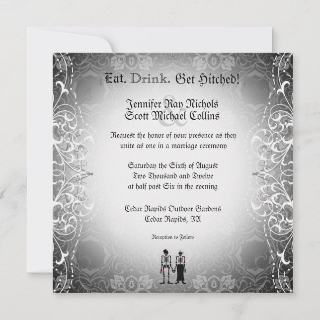 Invitaciones a la boda gótica de Novias y Madres (Anverso)