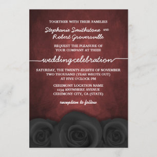 Invitaciones a la boda gótica de Rosa negro en Hal