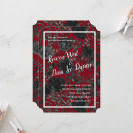 Invitaciones a la boda gótica de Rosa rojo y negro
