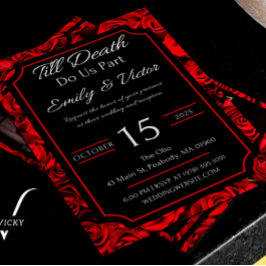 Invitaciones a la boda gótica de Rosas de personal