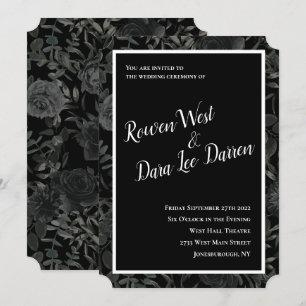 Invitaciones a la boda gótica del Rosa blanco negr