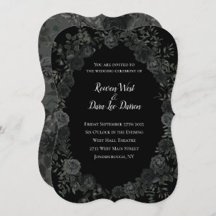 Invitaciones a la boda gótica Rosa blanco y negro