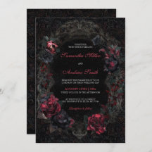 Invitaciones a la boda gótica victoriana: negro y