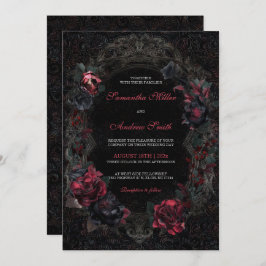 Invitaciones a la boda gótica victoriana: negro y