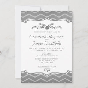 Invitaciones a la boda Gray Zigzag