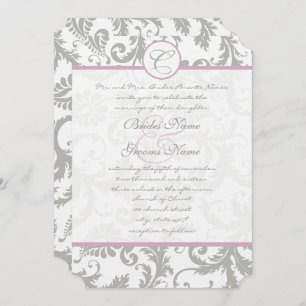 Invitaciones a la boda gris damask Sweet Lilac