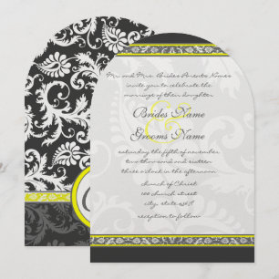 Invitaciones a la boda gris y amarilla del carbón 