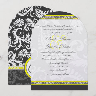 Invitaciones a la boda gris y amarilla del carbón 