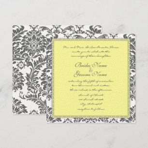 Invitaciones a la boda gris y amarilla del carbón 