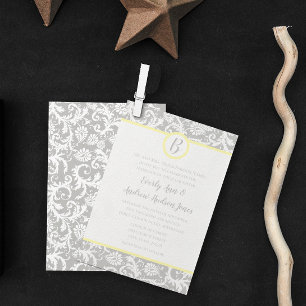 Invitaciones a la boda gris y amarilla del carbón