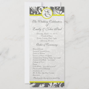 Invitaciones a la boda gris y amarilla del carbón
