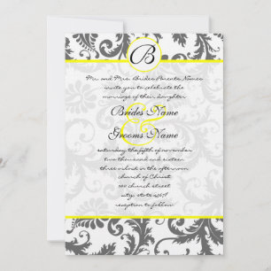 Invitaciones a la boda gris y amarilla del carbón