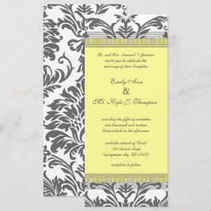 Invitaciones a la boda gris y amarilla del carbón 