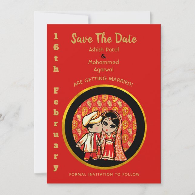 Invitaciones a la boda hindú a la pareja de Person (Anverso)