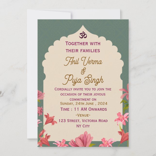 Invitaciones a la boda india (Anverso)