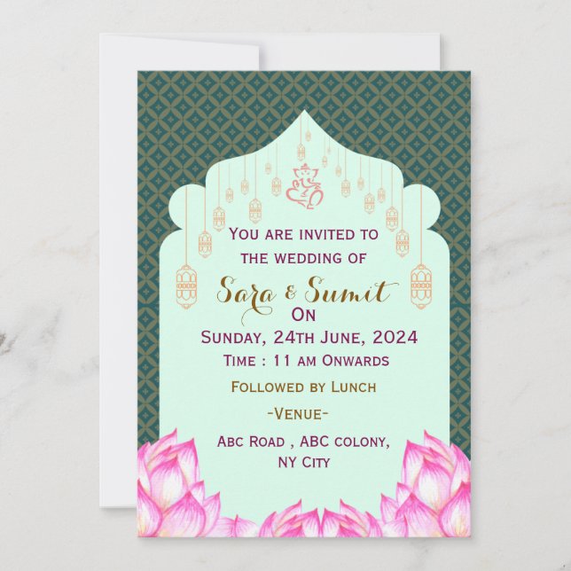 Invitaciones a la boda india (Anverso)