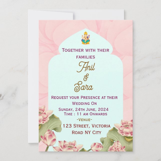 Invitaciones a la boda india (Anverso)