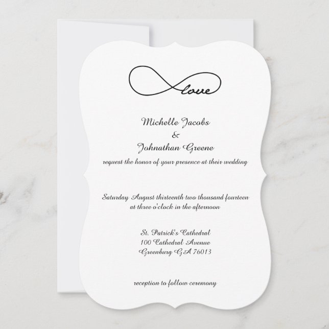 Invitaciones a la boda infinita de amor negro (Anverso)