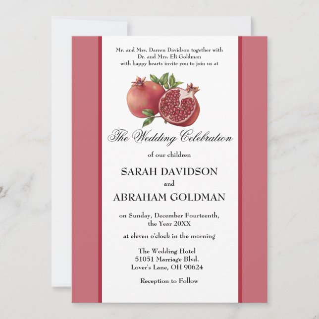 Invitaciones a la boda judía tradicional - Oro (Anverso)