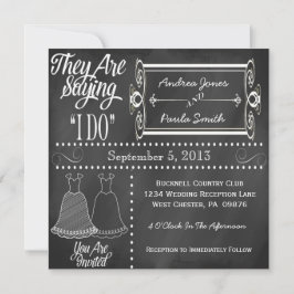 Invitaciones a la boda lesbiana en Chalkboard