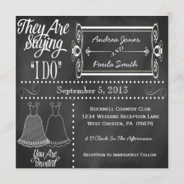 Invitaciones a la boda lesbiana en Chalkboard