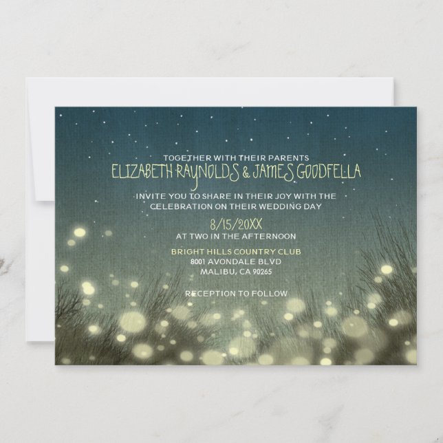 Invitaciones a la boda ligera en el jardín de camp (Anverso)