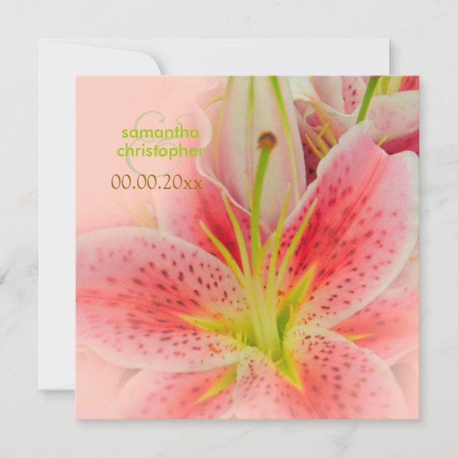 Invitaciones a la boda/lirio tigre rosa (Anverso)
