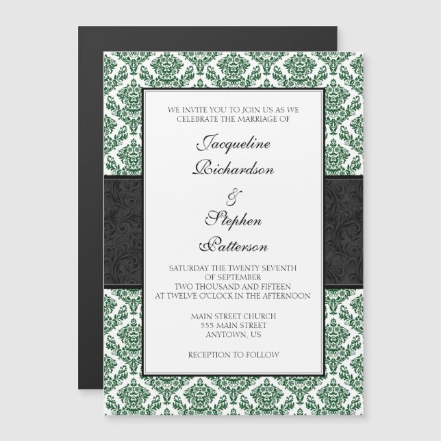 Invitaciones a la boda magnética de la Damasco Ver (Anverso/Reverso)