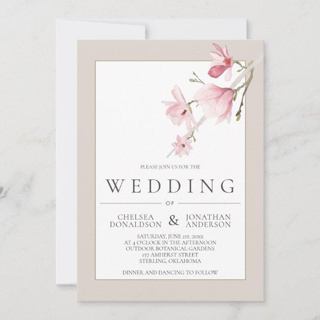 Invitaciones a la boda Magnolia Bloom (Anverso)